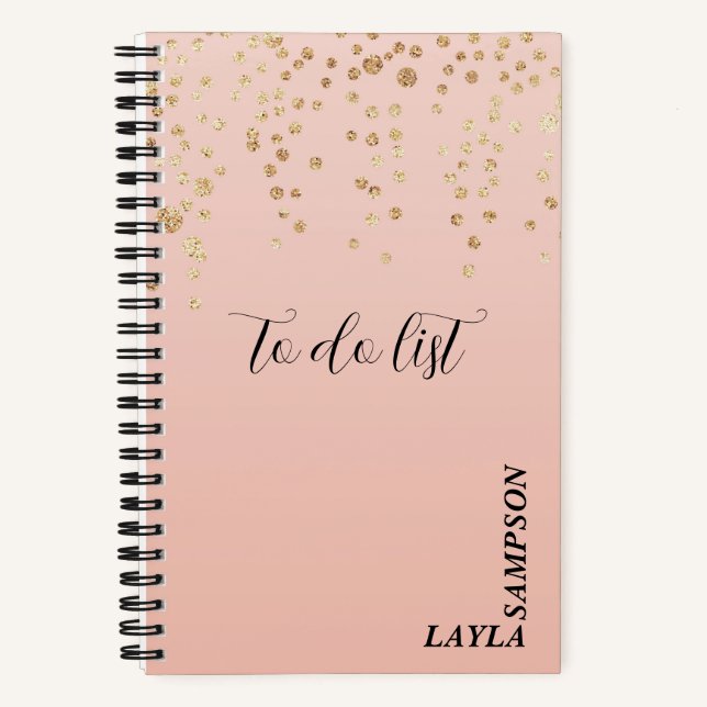 Rosa mit Gold-Glitzer, Personalisiert zu führen Notizbuch (Vorderseite)