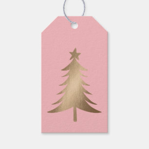 Rosa mit Gold Tree-Geschenkmarke Geschenkanhänger