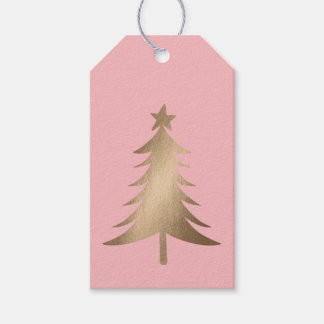Rosa mit Gold Tree-Geschenkmarke Geschenkanhänger