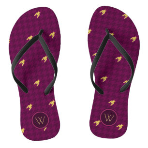 Rosa mit goldakzent Hahnentrittmuster Flip Flops