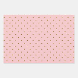 Rosa mit goldener Glitzer Hochzeit Geschenkpapier Set