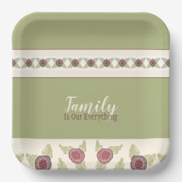 Rosa mit Grün und Pflaume Pappteller