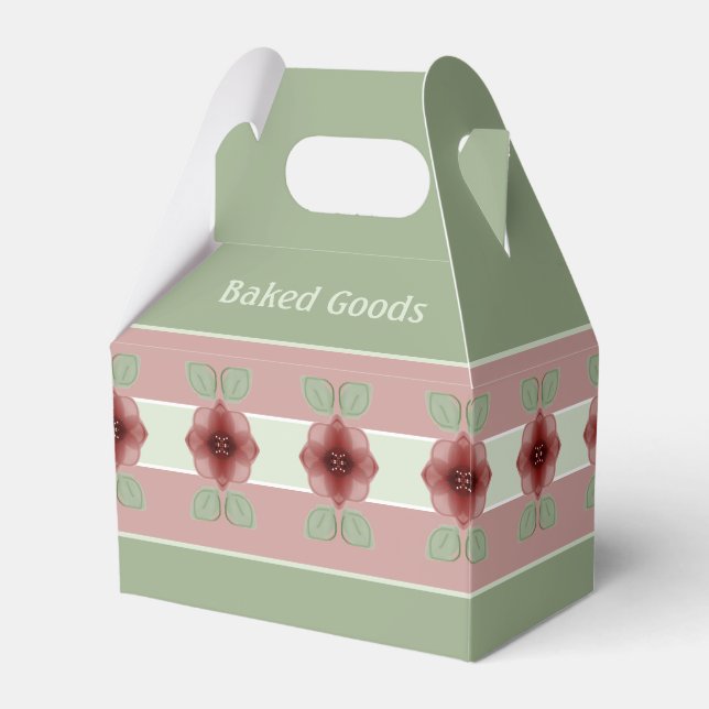Rosa mit grüner Farbe Geschenkschachtel (Vorderseite)