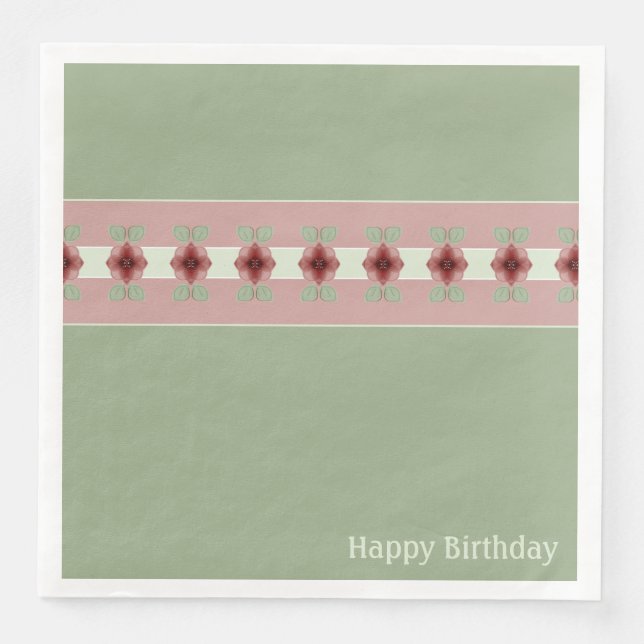 Rosa mit hellgrün serviette (Vorderseite)