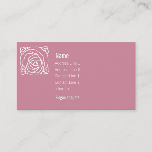 Rosa mit Kunst Nouveau Rosen-Geschäfts-Karte Visitenkarte (Vorderseite)