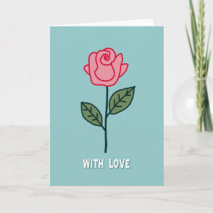 Rosa mit Liebeskarte Karte