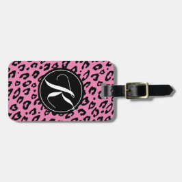 Rosa mit Monogramm Leoparddruck-Gepäckumbau Gepäckanhänger