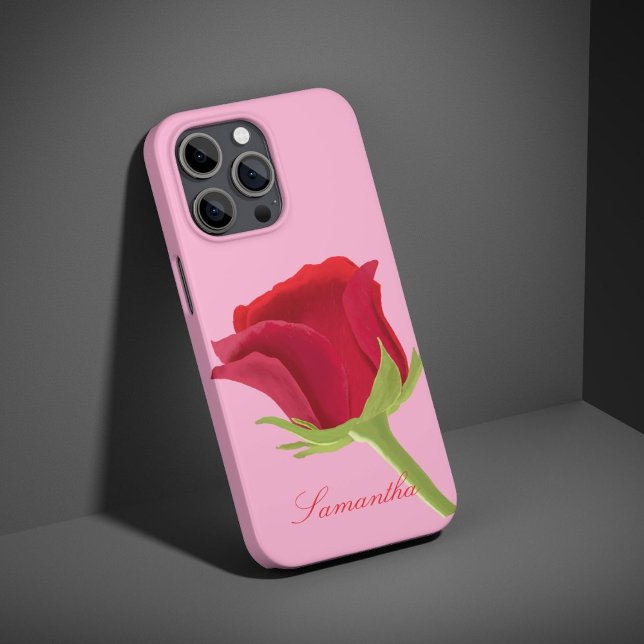 Rosa mit rote Rose iPhone Gehäuse 16 Pro Max Hülle (Von Creator hochgeladen)