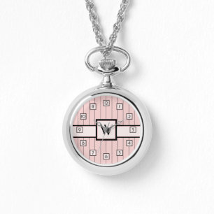 Rosa mit schwarzem Pinstreifen Armbanduhr
