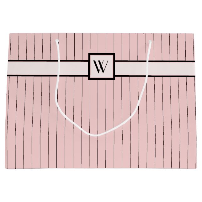 Rosa mit schwarzem Pinstripes-Geschenktasche Große Geschenktüte (Vorderseite)