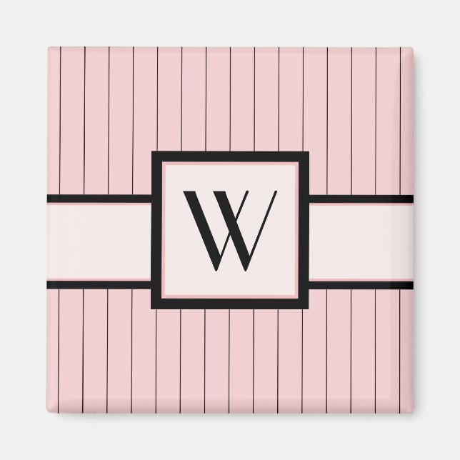 Rosa mit schwarzem Pinstripes-Magnet Magnet (Vorne)