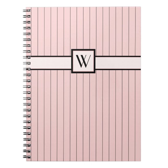 Rosa mit schwarzem Pinstripes-Notebook Notizblock (Vorderseite)