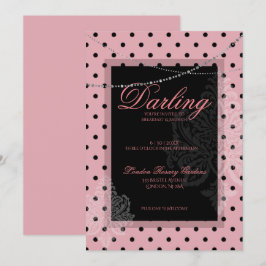 Rosa mit schwarzem Polk dots Frühstücksbrunch Einladung