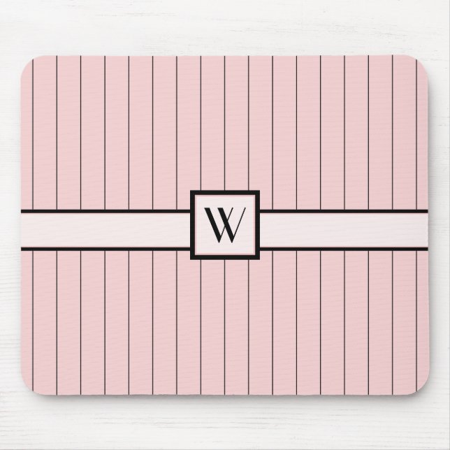 Rosa mit schwarzen Pinstripes Mousepad (Vorne)