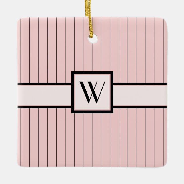 Rosa mit schwarzen Pinstripes Ornament (Vorderseite)
