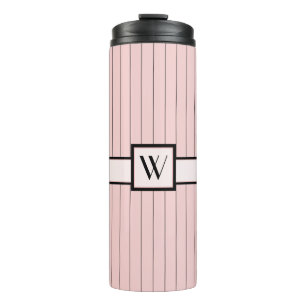 Rosa mit schwarzen Pinstripes-Thermal-Tumbler Thermosbecher
