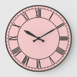 Rosa mit Vintager römischer Zahl Große Wanduhr