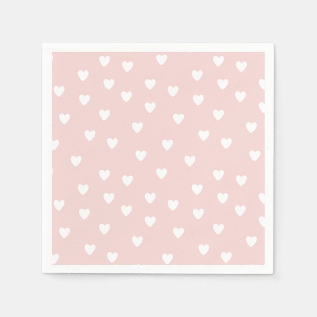 Rosa mit weißem Herzen Serviette (Vorderseite)