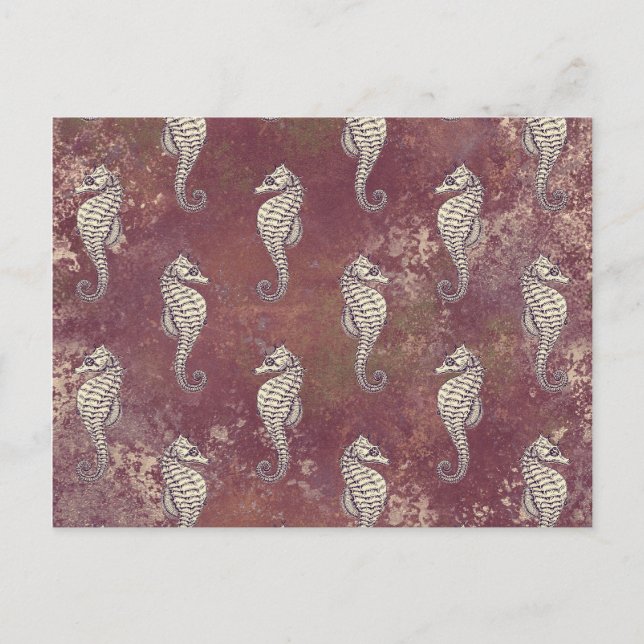 Rosa mit weißem Seepferd Postkarte (Vorderseite)