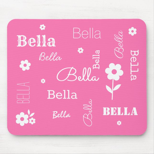 Rosa mit weißen Blume, individuell angepasstes Mau Mousepad (Vorne)