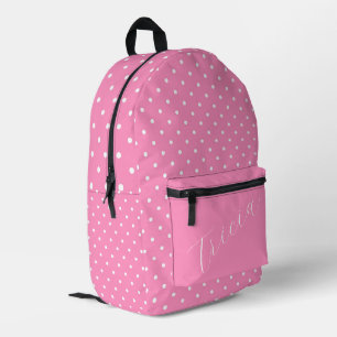 Rosa mit weißen Polka Dosen Personalisiert Bedruckter Rucksack