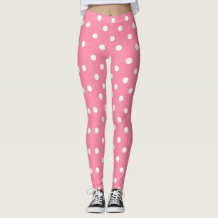 Rosa mit weißen Polka-Punkten Leggings