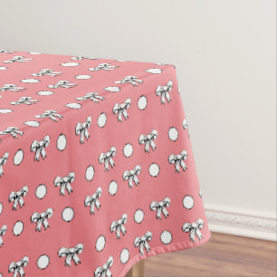 Rosa mit weißen Polka-Punkten und Cartoon-Bögen Tischdecke