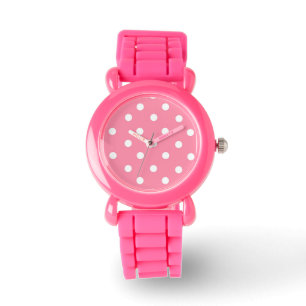 Rosa mit weißen Punkten Armbanduhr