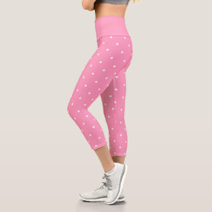 Rosa mit weißen Punkten Capri Leggings
