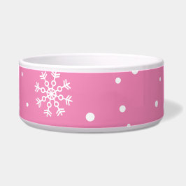 Rosa mit weißen Punkten und Schneeflocken Napf