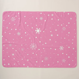 Rosa mit weißen Punkten und Schneeflocken Sherpadecke