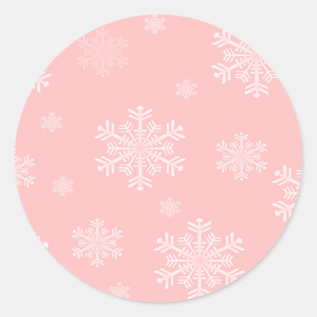 Rosa mit weißen Schneeflocken - Aufkleber für den  (Vorderseite)