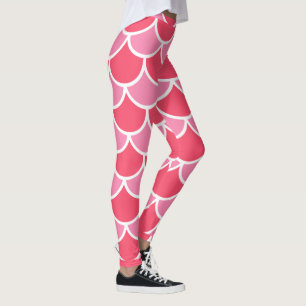 Rosa mit weißer Scallop Design Sommer Look Leggings