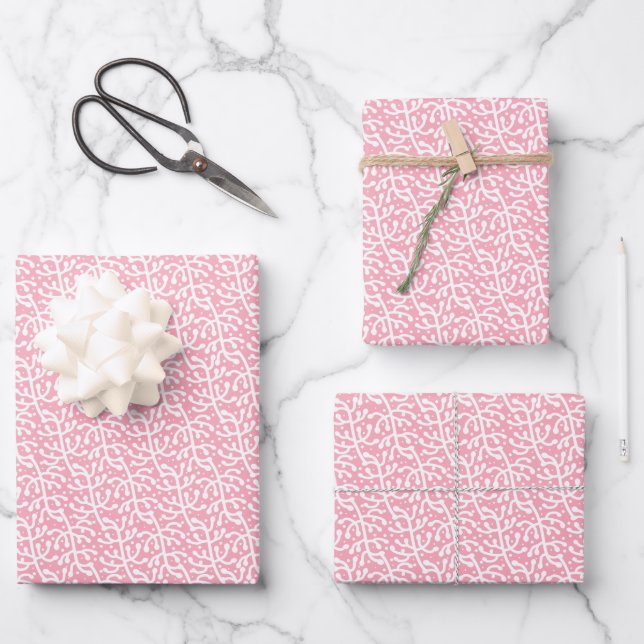 Rosa mit Weißweincreme Geschenkpapier Set (Vorderseite)