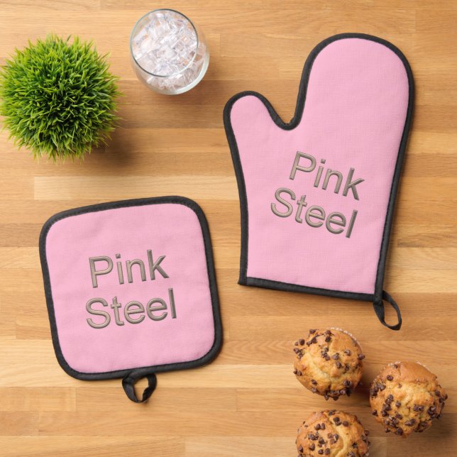 Rosa Mitt aus rosa Backofen Topfhalter Ofenhandschuh & Topflappen-Set (Oben Unten)