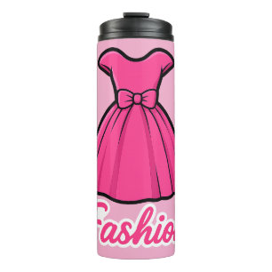 Rosa Modekleid-Aufkleber Thermosbecher