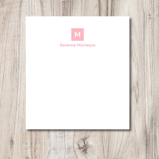 Rosa modern chic trendy Monogramm Name  Notizblock (Von Creator hochgeladen)