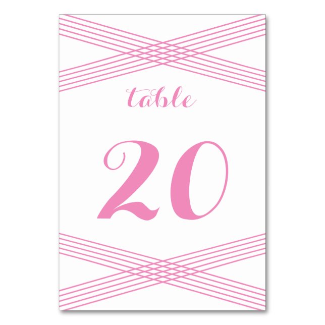 Rosa Modern Deko Table Card Tischnummer (Vorderseite)