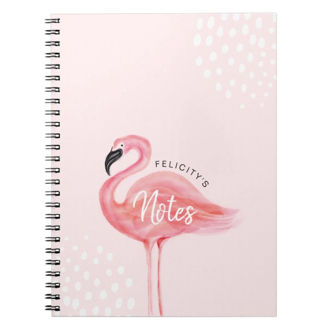 Rosa moderne Aquarell-Flamingo-Illustration Notizblock (Vorderseite)