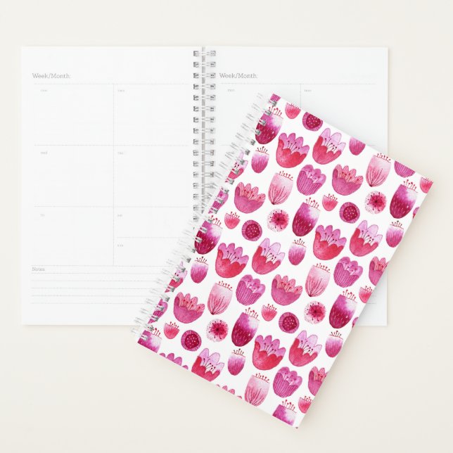Rosa Moderne Aquarellblume Planer (Anzeige)
