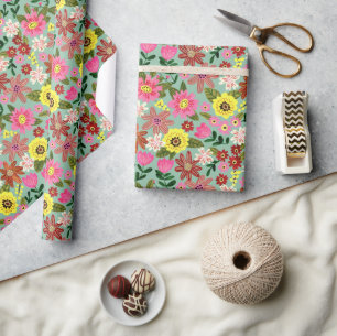 Rosa, moderne, blühende Osterfrühlingsmuster Wra Geschenkpapier