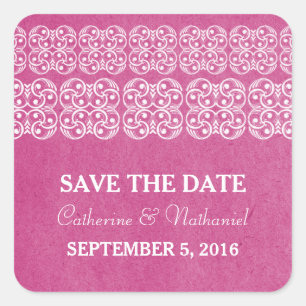 Rosa Moderne Bohemische Aufkleber Save the Date
