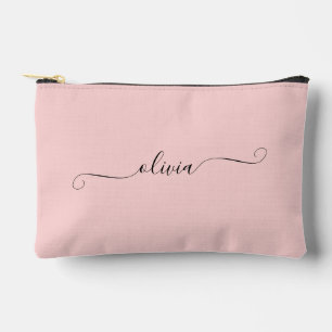 Rosa moderne, chic, Schriftzug personalisiert Zubehörtasche