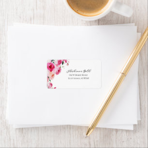 Rosa moderne floral Bat Mizwa Adressaufkleber
