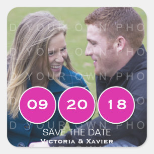Rosa Moderne Foto Save the Date Aufkleber