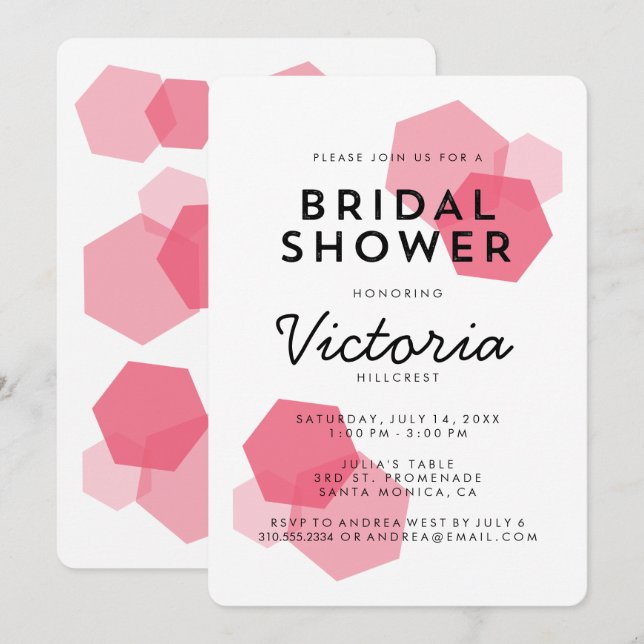 Rosa | Moderne geometrische Brautdusche Einladung (Vorne/Hinten)