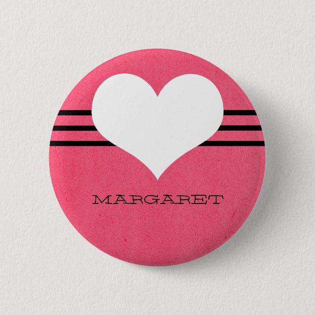 rosa Moderne Herztaste Button (Vorderseite)