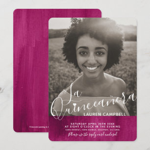 Rosa moderne Kunst La Quinceñera Foto Einladung