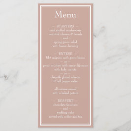 Rosa Moderne Minimalistische Hochzeit Menükarte