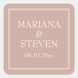 Rosa Moderne Minimalistische Hochzeit Quadratischer Aufkleber